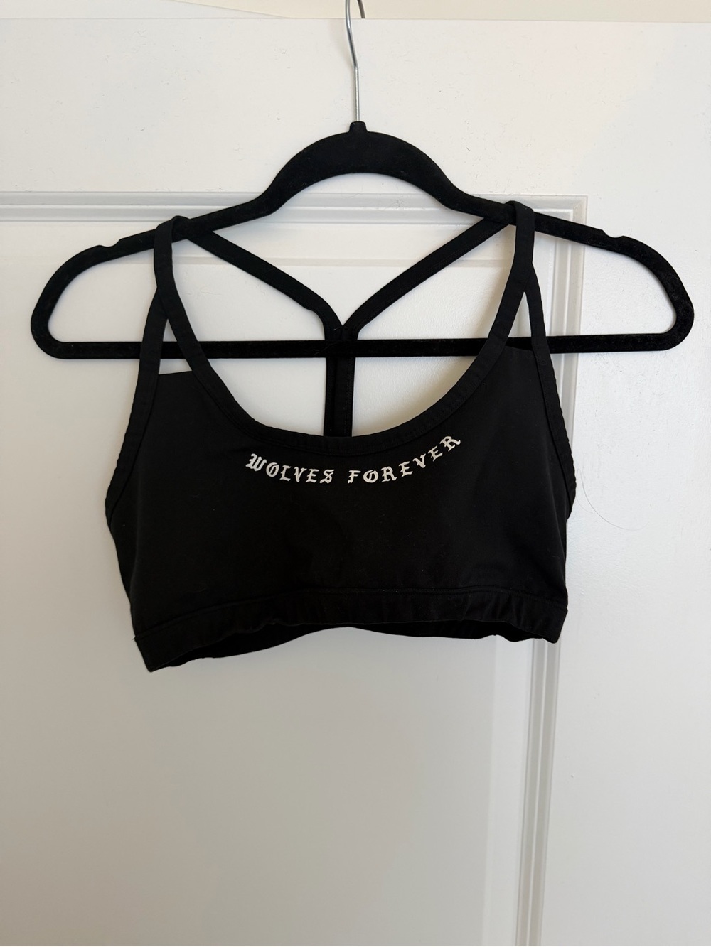 Darc Sport Black 'Wolves Forever' Strappy Sports Bra